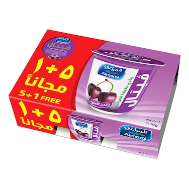 Almarai Black Cherry Flavoured Layered Fruit Yoghurt, 140g Pack of 6