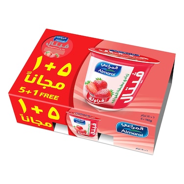 Almarai Strawberry Flavoured Layered Fruit Yoghurt, 140g Pack of 6