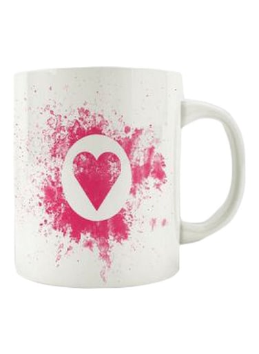 Heart Printed Ceramic Mug White/Pink