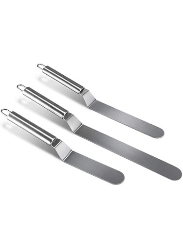 Offset Spatula Icing Spatula Set Blade Stainless Steel Handle Angled Cake Decorating Frosting Spatula Set of 3 Cake Spatula Palette Knife Set Angled Stainless Steel Icing Spatula Set