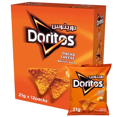 Doritos Nacho Cheese Tortilla Chips, 21g, Pack of 12