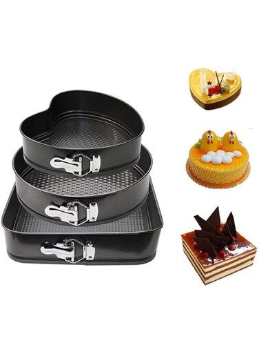 ECVV Baking Pan Mold Set 3Pcs Durable Non-Stick Leakproof Cake Pan Bakeware With Quick Release Latch And Removeable Bottom Gift