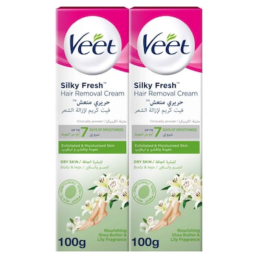 Veet Hair Removal Cream for Dry Skin Legs &amp; Body, 100g Pack of 2