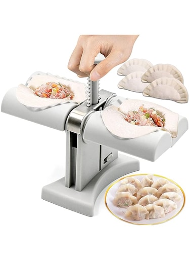 Yuroochii Dumpling Maker, Household Double Head Automatic Dumpling Maker Mould, Dumpling Press Wrap Two At A Time, Easy tool for Dumpling Kitchen Gadgets Simple Fast Operation