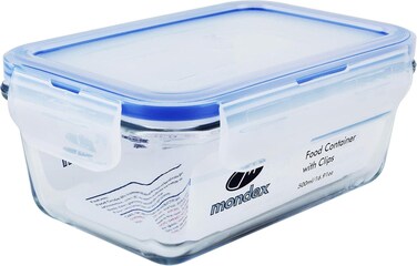 500ml Rectangular Glass Food Storage Container with Blue Lid