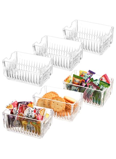 Versatile Acrylic Sugar Packet Holder Set, 6 Clear Organizers for Tea Bags, Condiments, and Coffee Bar Essentials, Perfect for Countertops and Drawers