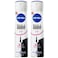 NIVEA Black &amp; White Invisible Antiperspirant Deodorant Spray for Women, Clear, 72H Active Protection, 150ml, Pack of 2