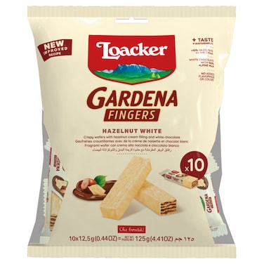 Loacker Gardena Hazelnut White Chocolate Fingers, 125g