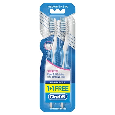 أورال بي برو-إكسبيرت سنسيتيف فرشاة أسنان متعددة الألوان، عدد 2 قطعة
