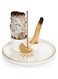 ZenBless Multifunction Incense and Candle Holder for Burning Sage, Palo Santo, Incense Sticks - 5.9" Ceramic Ash Catcher Tray for Meditation Room Home Decor (Gold)