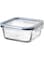 Food container with lid, square glass/plastic600 ml