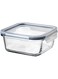 Food container with lid, square glass/plastic600 ml
