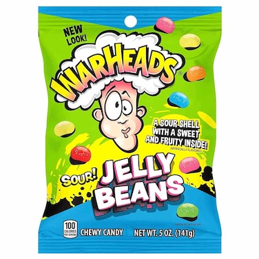 Warheads Sour Jelly Beans, 141g