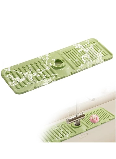 Faucet Draining Mat for Kitchen Sink, Kitchen Sink Splash Guard Draining Mat Dish Soap Sponge Holder Tray