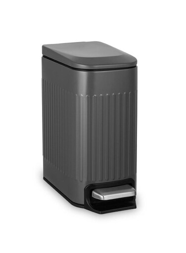 Slim Bathroom Trash Can with Lid Soft Close, 6 Liter/1.6 Gallon Stainless Steel Small Garbage Can with Removable Inner Bucket, Step Pedal, Slim Wastebasket for Toilet, Office, Bedroom