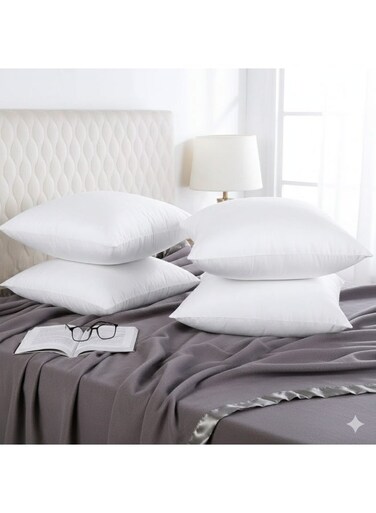 Home Luxury Cushion Filler, Decorative Pillow Inserts (Pack of 4, White) - Square Indoor Bed and Couch Pillows - Hollowfibre Cushion Fillers (Pack of 4, 45 x 45 cm)