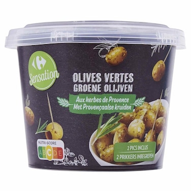 Carrefour Sensation Green Olives with Herbes de Provence, 125g
