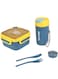 Kids Sports Lunch Box and Water Bottle Combo Set, BPA Free, Leakproof Food Grade PP with Chutney Box, Spoon, Fork, and Dividers - Durable and Portable 1120ml + 70ml for School &amp; Travel ( Yellow)