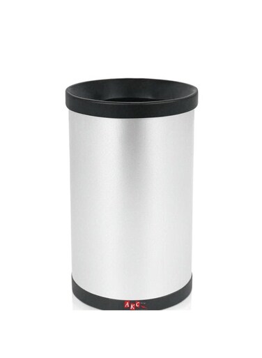 12L Stainless Steel Open Top Waste Bin - Durable, Modern Trash Can with Black Trim for Office, Commercial &amp; High-Traffic Areas