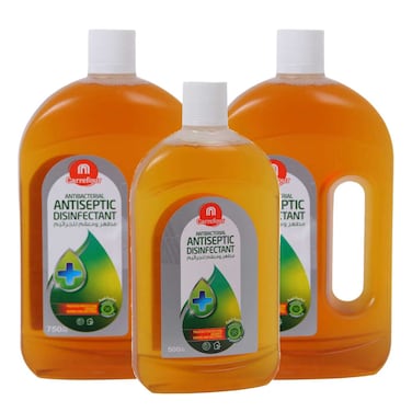 Carrefour Anti-Bacterial Antiseptic Disinfectant Liquid 750ml Pack of 2+500ml