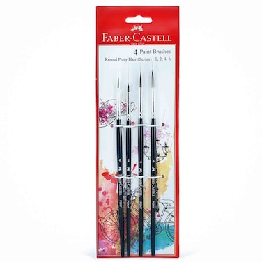 Faber-Castell Pony Hair Paint Brushes Round Set, 4 PCS