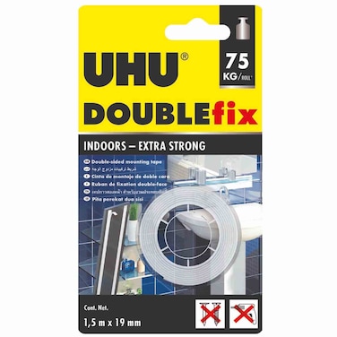 UHU Doublefix Mounting Tape, White, 1.5m x 19mm