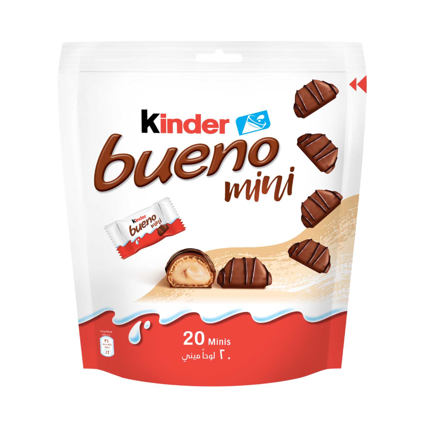 Kinder Bueno Mini Milk Chocolate Bars in Wafer with Hazelnut Cream, Multi Pack, 20 Individually Wrapped Pieces, 108g