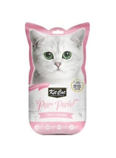 Kit-Cat Purr Puree Tuna &amp; Salmon Wet Cat Treat Tubes 4X15G
