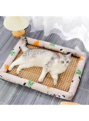 Mumoo Bear Dog Cooling Mat Summer Pet Ice Pad Bed for Cats Small Dogs Cool, Comfortable and Breathable (40 * 50cm, Beige Panda)