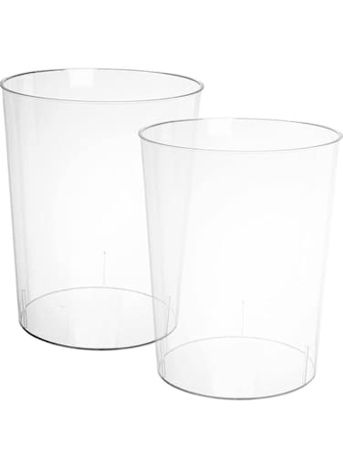 Okllen 2 Pack Plastic Waste Basket, Clear Round Trash Can Small Wastebasket Garbage Container Bin for Bathroom, Bedroom, Kitchen, Home, Office, 7.3" x 8.5" x 10.6
