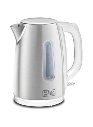 Cordless Electric Kettle, 2200W, 1.7L Stainless Steel Body, Water-Level Indicator, Removable Filter, Auto Shut-Off, Ideal for Warm Beverages, Safe &amp; Durable Design &ndash; Silver, JC454-B5