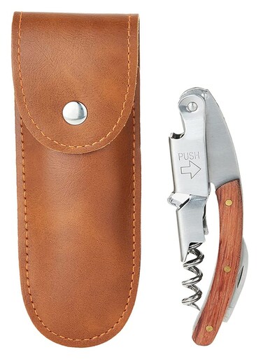 Wine Opener Professional Waiters Corkscrew, Bottle Opener and Foil Cutter Gift With Cow Leather Case for Servers, Waiters, Bartenders and Home Use-1pcs