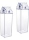 2 Pack Milk Carton Water Bottle, Clear Square Plastic Milk Bottles Portable Transparent Juice Bottle for Outdoor Sports Travel Camping(500ml)