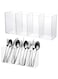Rainmae Acrylic Cutlery Storage Organizer with 4 Section, Cutlery Utensil Holder Storage Organizer Caddy for Kitchen Countertop Dining Room Home Desk Party Table - Holds Fork, Knife, Spoon, Silverware