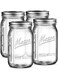 LHAOCHES Mason Jars With Lids Regular Mouth, 32oz Glass Jars with Lids,Bulk Pint Clear Glass Jars For Meal Prep, Food Storage, 4 Pack