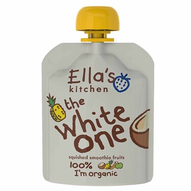 Ella's Kitchen The White One Gluten Free Dairy Free Organic Squished Smoothie Fruits Baby Food, 6 Months+, 90g Pack of 4