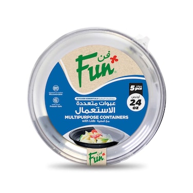 Fun Multipurpose Round Containers With Lid 710ml Black 5 PCS