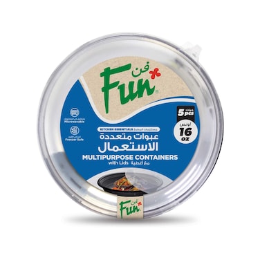 Fun Multipurpose Round Containers With Lid 500ml Black 5 PCS