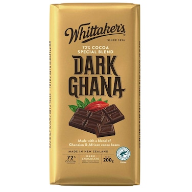 Whittaker's Dark Ghana Dark Chocolate Bar, 200g