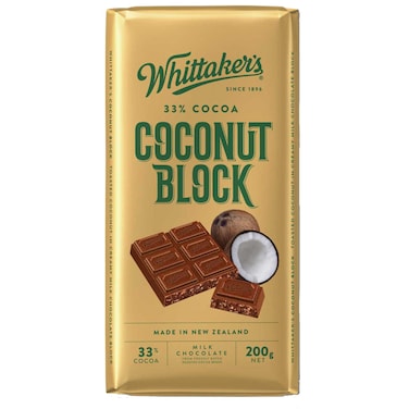 Whittaker's Coconut Block Milk Chocolate, 200g