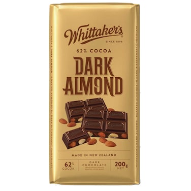 Whittaker's Dark Almond Chocolate Bar, 200g