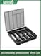 Silverware Organizer with Lid, Covered Utensil Tray for Kitchen Drawer and Countertop, Plastic Cutlery and Flatware Storage Box for Spoons Forks Knives Holder Case, 6 Compartments, Black