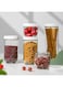 BEROZA 5-piece set of glass spice jars, round glass storage jars with lids, food grain storage spice containers, suitable for noodles, flour, cereals, rice, sugar, tea, coffee beans (B)