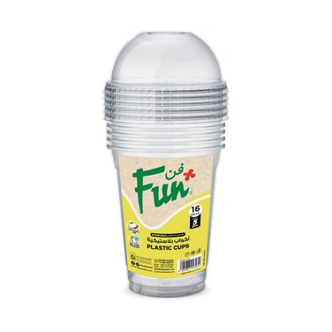 Fun Everyday Disposable Plastic Cups With Lid Clear 500ml 5 PCS