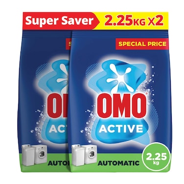 Omo Automatic Powder Laundry Detergent Active 2.25kg Pack of 2