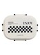 Enjoy Checkerboard Lunch Box with Spoon, Divided Compartments, White and Navy, Leakproof Bento Box for Work or School