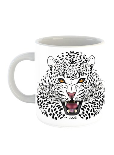 Cheetah Face Printed Coffee Mug White/Black
