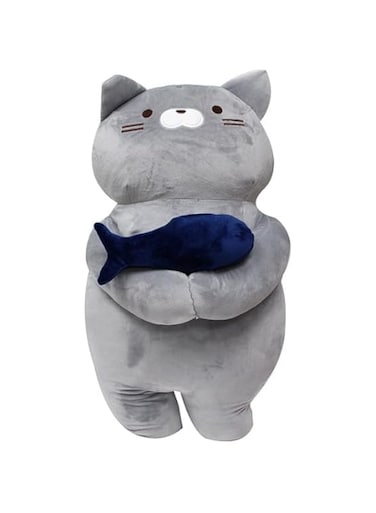 DAISO Eng Hug Pillow -Cat- Pose Grey