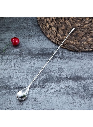 JIEOU 12IN Extra Long Cocktail Mixing Spoon, Spiral Pattern Bar Spoon for Ice Cream Smoothies Malts Milkshakes Juice Coffee Tea Drink