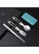 Portable Cutlery Set 304 Stainless Steel Spoon Fork Chopsticks Set with Green Storage Box
